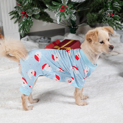 2026 New Cotton Dog Pajamas for Small & Medium Dogs - Soft Pet Onesie, Comfy Puppy Coat with Various Prints, Cute Pet Apparel for Dogs Blue Santa Medium