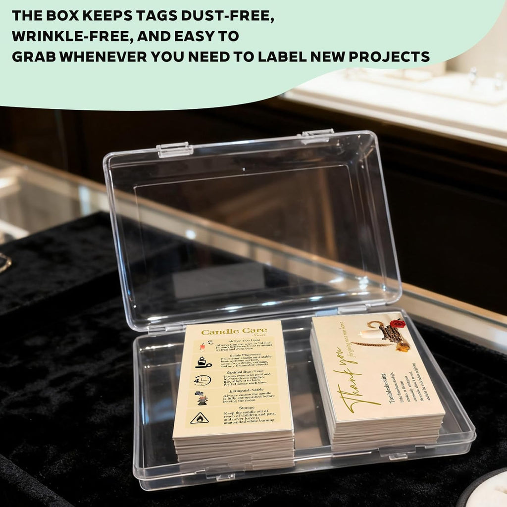 110 PCS Handmade Candle Care Instruction Card with Storage Box, 3.5 X 2 in Business Card Size for Handmade Candle Makers (Horizontal, 1)