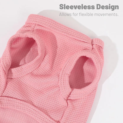 Dog Shirt Sleeveless Puppy Tank Top Designed Fog Small Dog Breeds Like Yorkie & Puppies, Waffle Fabric, 2-Pack Cute Pet Apparel, Pink and Purple XXS