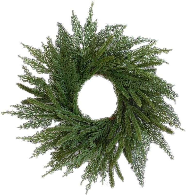 15" Mini Artificial Wreath – Realistic Greenery Candle Ring, Small Decorative Faux Wreath for Table Centerpieces, Doors, or Holiday Displays