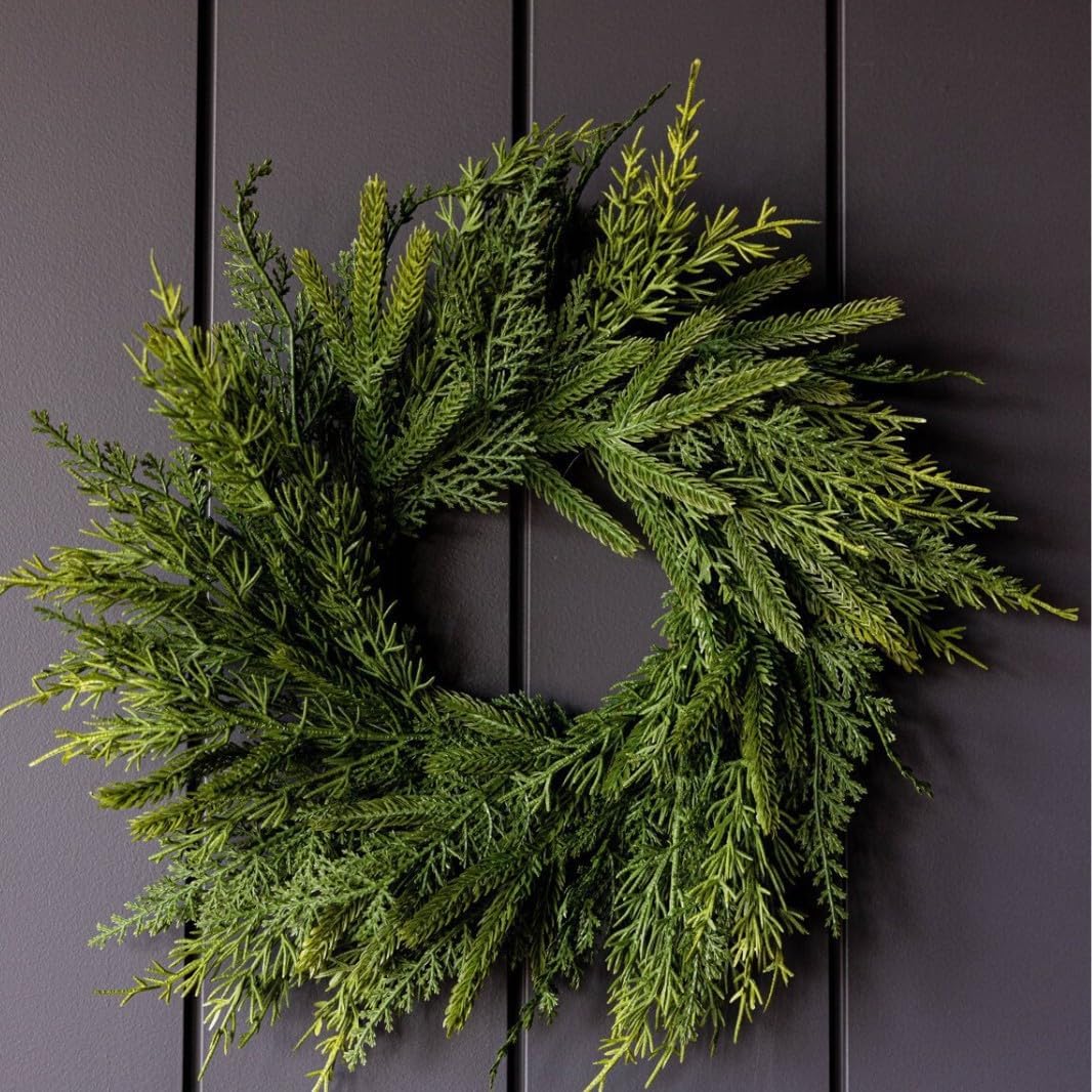 15" Mini Artificial Wreath – Realistic Greenery Candle Ring, Small Decorative Faux Wreath for Table Centerpieces, Doors, or Holiday Displays